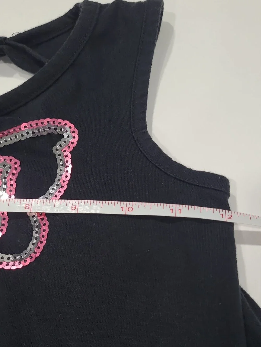 Girls Black Tank Dress with Pink Sequin Butterfly Sz 6
